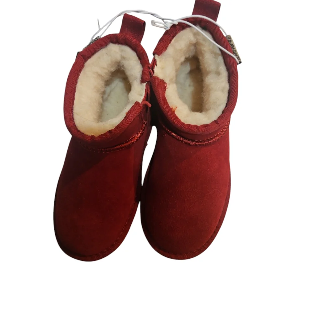 Bearpaw Shalini Youth Retro Sueded Sheep 🐑 Wool lined Red Short Ankle Boot S 12 - Picture 6 of 12